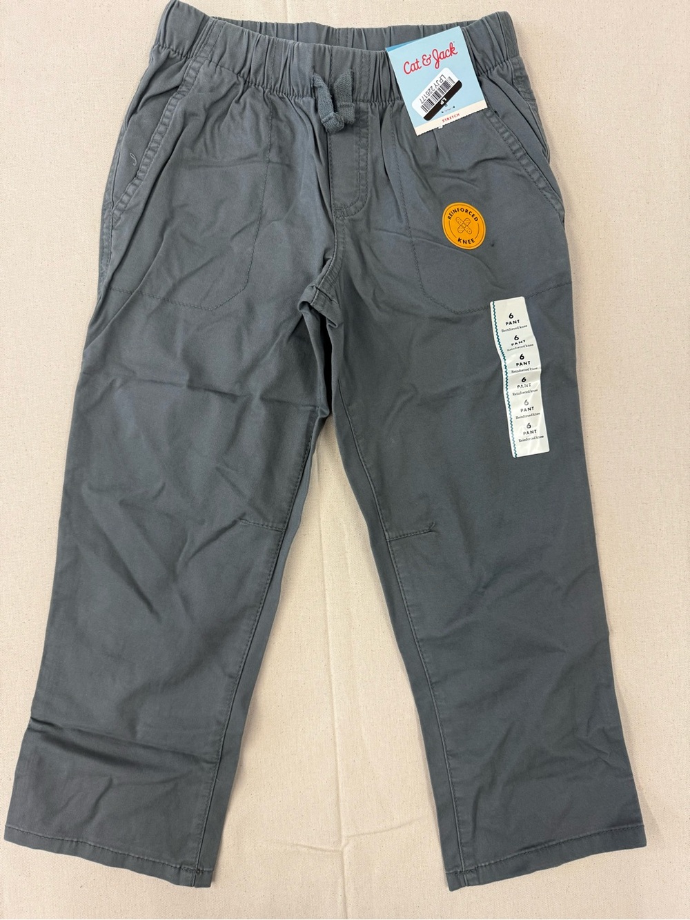 Cat & Jack Gray Elastic Waist Sweatpants with Patch Detail